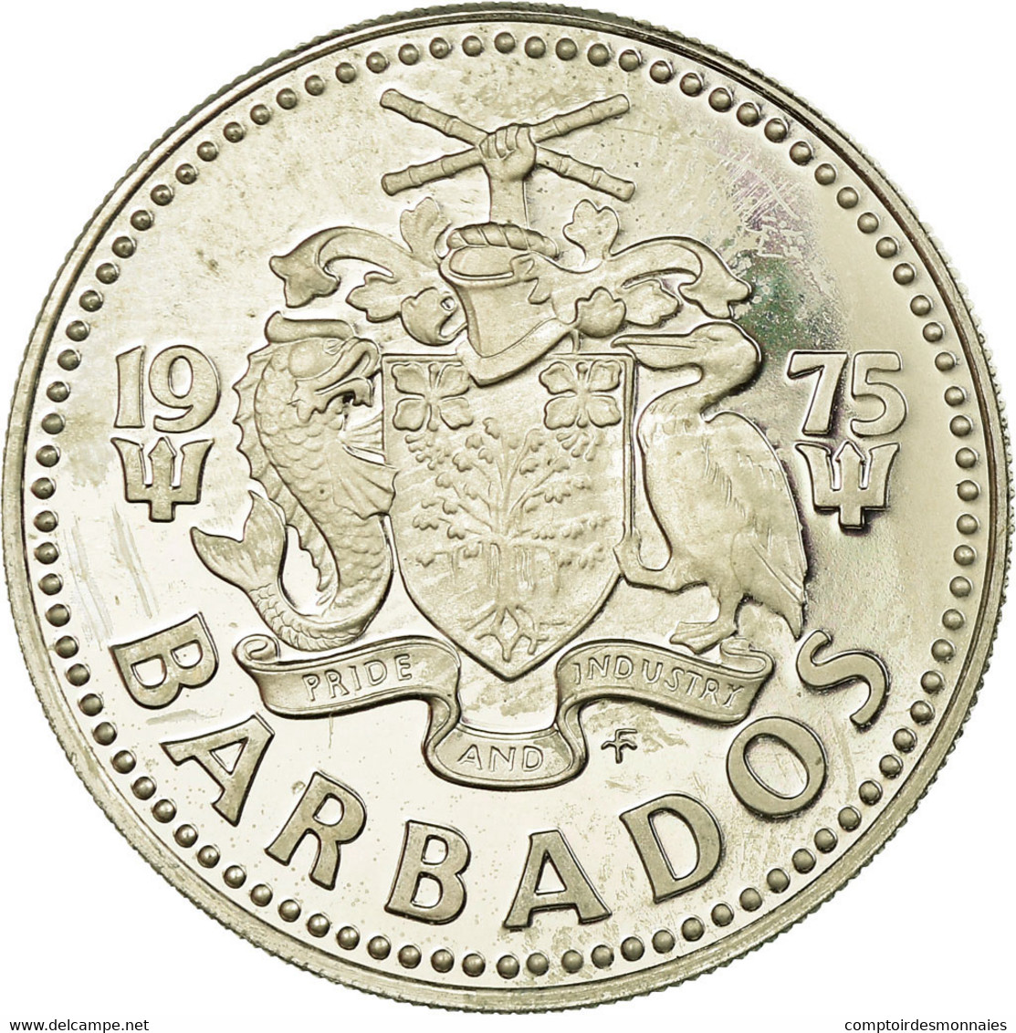 Monnaie, Barbados, 25 Cents, 1975, Franklin Mint, SUP, Copper-nickel, KM:13 - Barbados