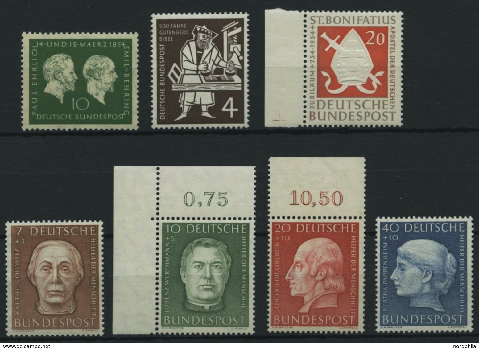 BUNDESREPUBLIK 197-203 **, 1954, 7 Prachtwerte, Mi. 77.80 - Sonstige & Ohne Zuordnung