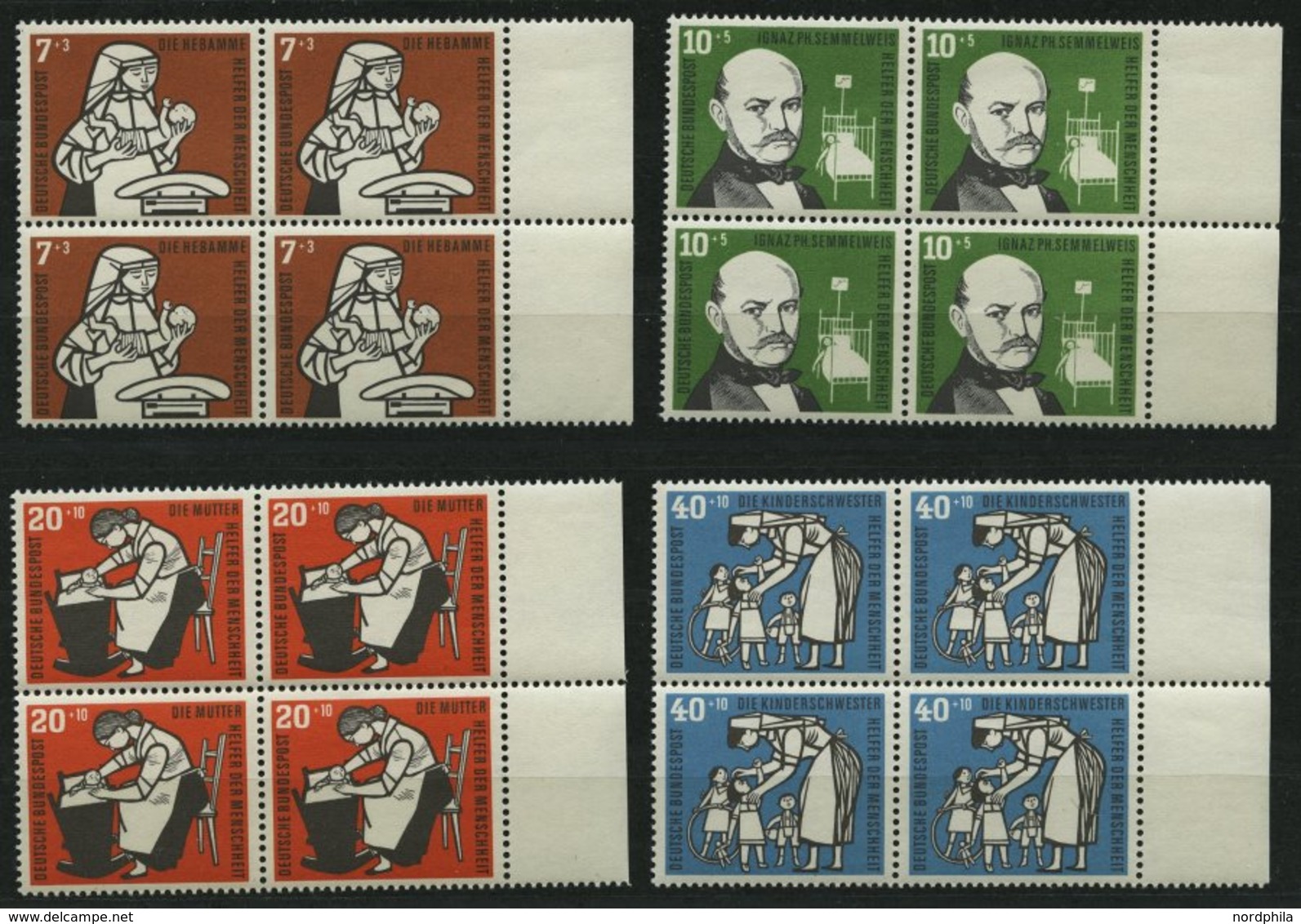 BUNDESREPUBLIK 243-46 VB **, 1956, Kinderpflege In Randviererblocks, Pracht, Mi. 80.- - Other & Unclassified