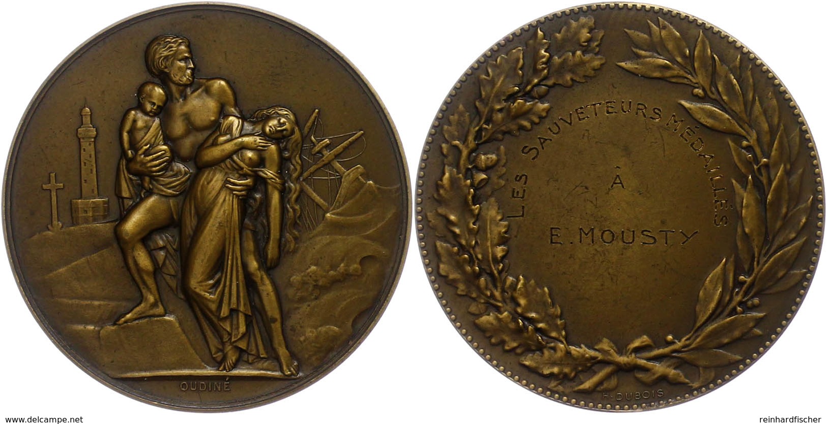 Frankreich, Bronzemedaille (Dm. Ca. 50,00mm, Ca. 60,38g), O.J., Von Oudiné Und H. Dubois. Av: Rettende Männliche Gestalt - Andere & Zonder Classificatie