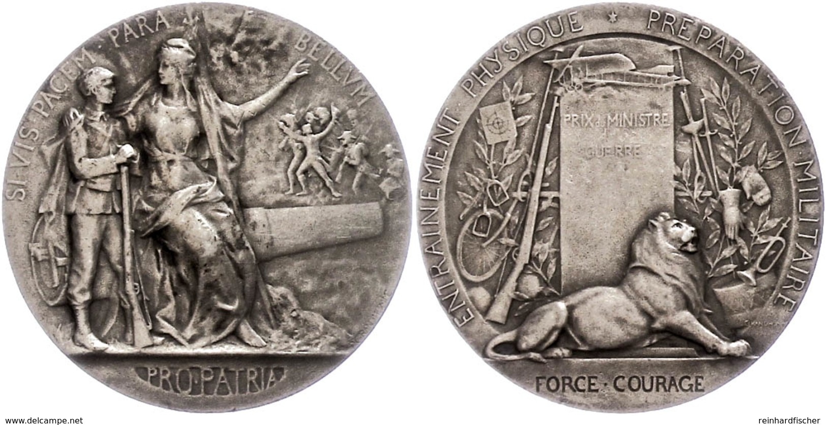 Frankreich, Silbermedaille (Dm. Ca. 35,60mm, Ca. 22,37g), 1911, Von P. Grandhomme. Av: Sitzende Weibliche Gestalt Auf Ka - Andere & Zonder Classificatie