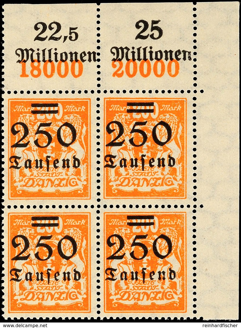 250 T Auf 200 M Eckrand-Viererblock Rechts Oben Tadellos Postfrisch, Mi. 160.-, Katalog: 160 ** - Andere & Zonder Classificatie