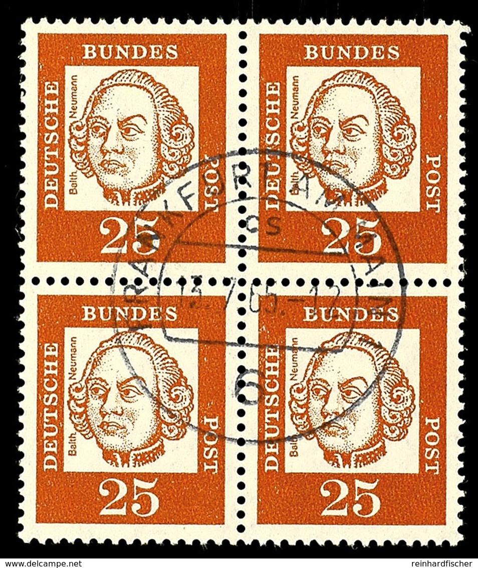 25 Pfg. Braunorange, Zentrisch "FRANKFURT AM MAIN 13.7.65" Gestempelter Viererblock, Mi. 44.-+, Katalog: 353y(4) O - Andere & Zonder Classificatie