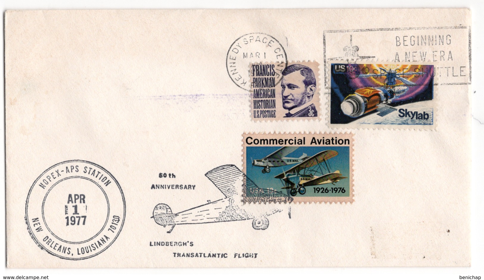 (R21) KENNEDY NSPACE CENTER - SKY LAB - HOPEX-APS STATION - NEW ORLEAN - LINDBERGH'S Flight - 1977. - FDC