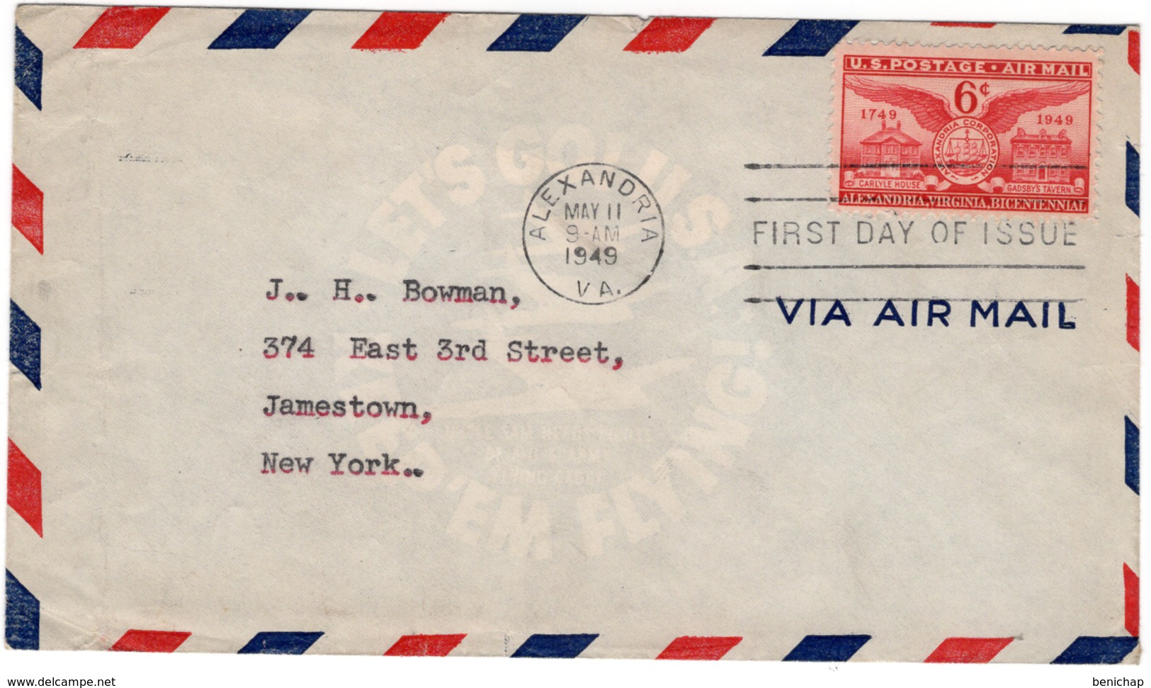 (R24) SCOTT C40 - FDI - VIA AIR MAIL - ALEXANDRIA - NEW YORK - 1949. - 2c. 1941-1960 Covers