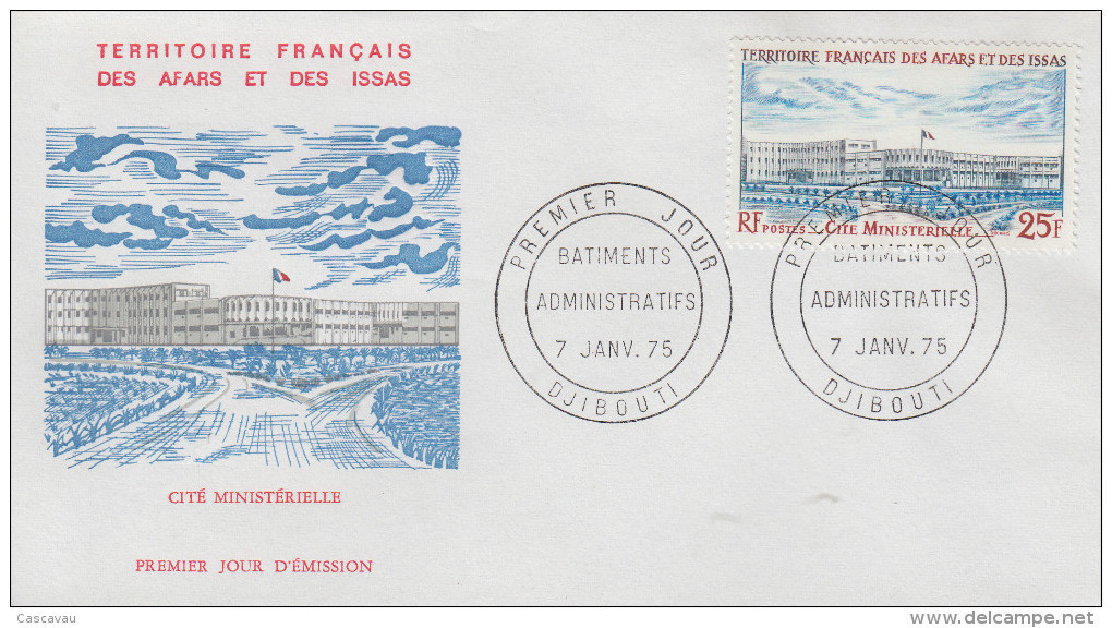 Enveloppe  FDC  1er  Jour  TERRITOIRE  FRANCAIS   Des   AFARS  Et  ISSAS    Cité  Ministérielle   1975 - Autres & Non Classés