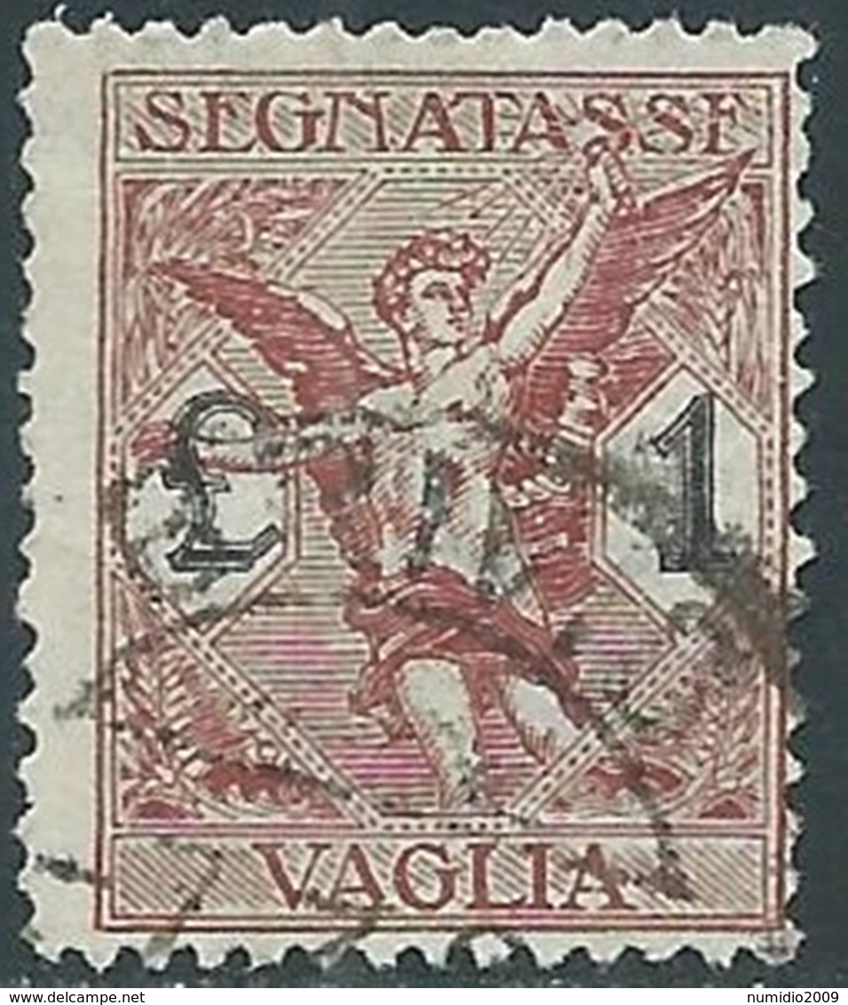 1924 REGNO SEGNATASSE PER VAGLIA USATO 1 LIRA - RB38-3 - Mandatsgebühr