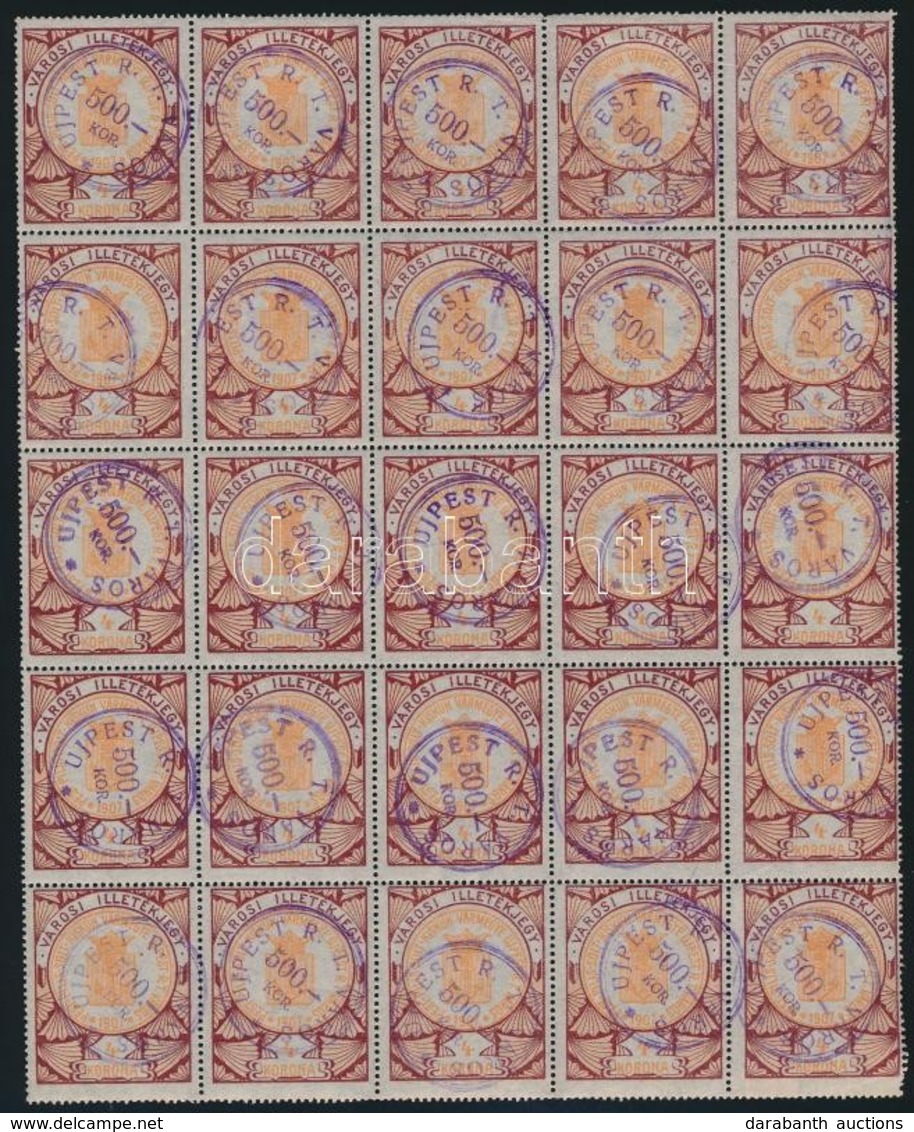 1923 Újpest Városi Illetékbélyeg 25-ös Tömbben 18 Sz. (125.000) - Sin Clasificación