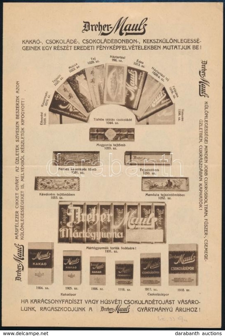 Cca 1930 Dreher-Mauls Kakaó-, Csokoládé, Csokoládébonbon-, Kekszkülönlegességet Gyártó Vállat Prospektusa. - Publicidad