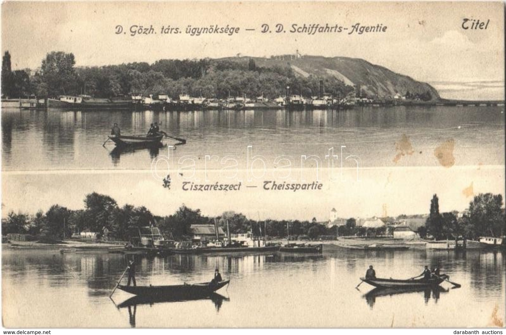 T2/T3 1907 Titel, Duna Gőzhajózási Tásaság ügynöksége, Kikötő, Tisza Részlet, Csónakok, Uszályok, Gőzhajók. Phot. Oldal  - Sin Clasificación