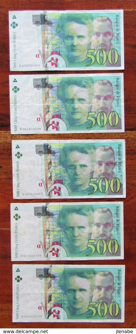 Lot N°1 5 Billets Pierre Et Marie Curie 1994 - Sin Clasificación