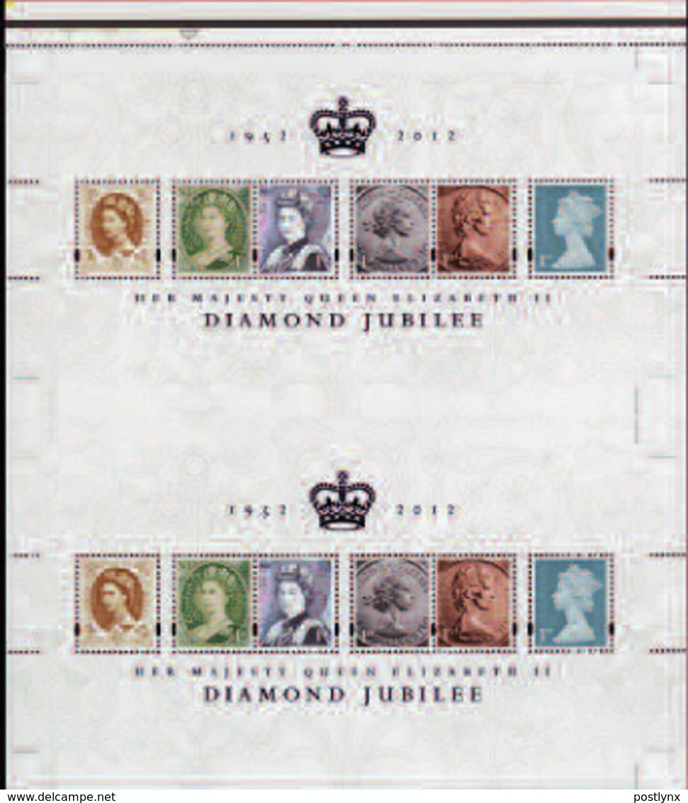 GREAT BRITAIN 2012 Elizabeth II Coins UNCUT SHEET:2x6 Stamps - Sheets, Plate Blocks & Multiples