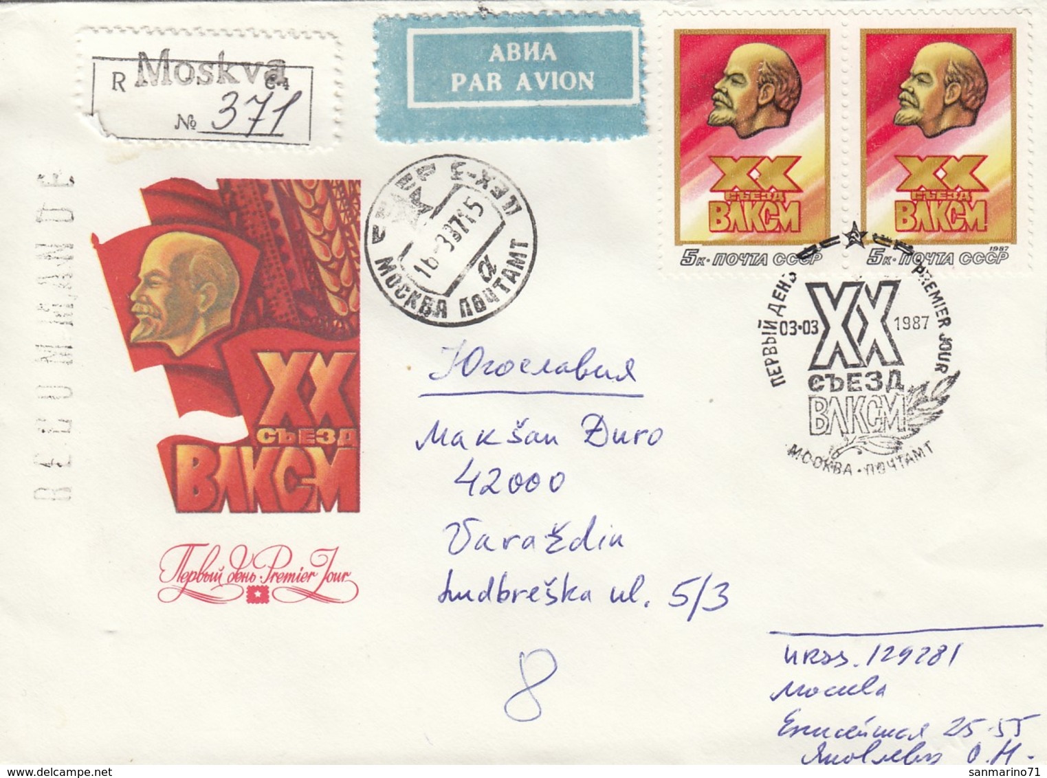 USSR Cover 13,airmail,Lenin - Briefe U. Dokumente