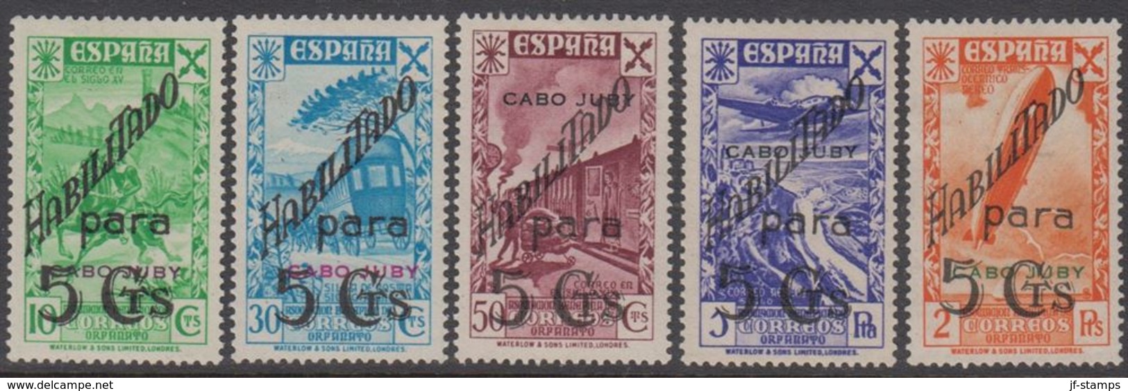 1938. CABO JUBY. Beneficencia. Historia Del Correo Habilitados.    Set 5 Ex.  () - JF317884 - Cabo Juby