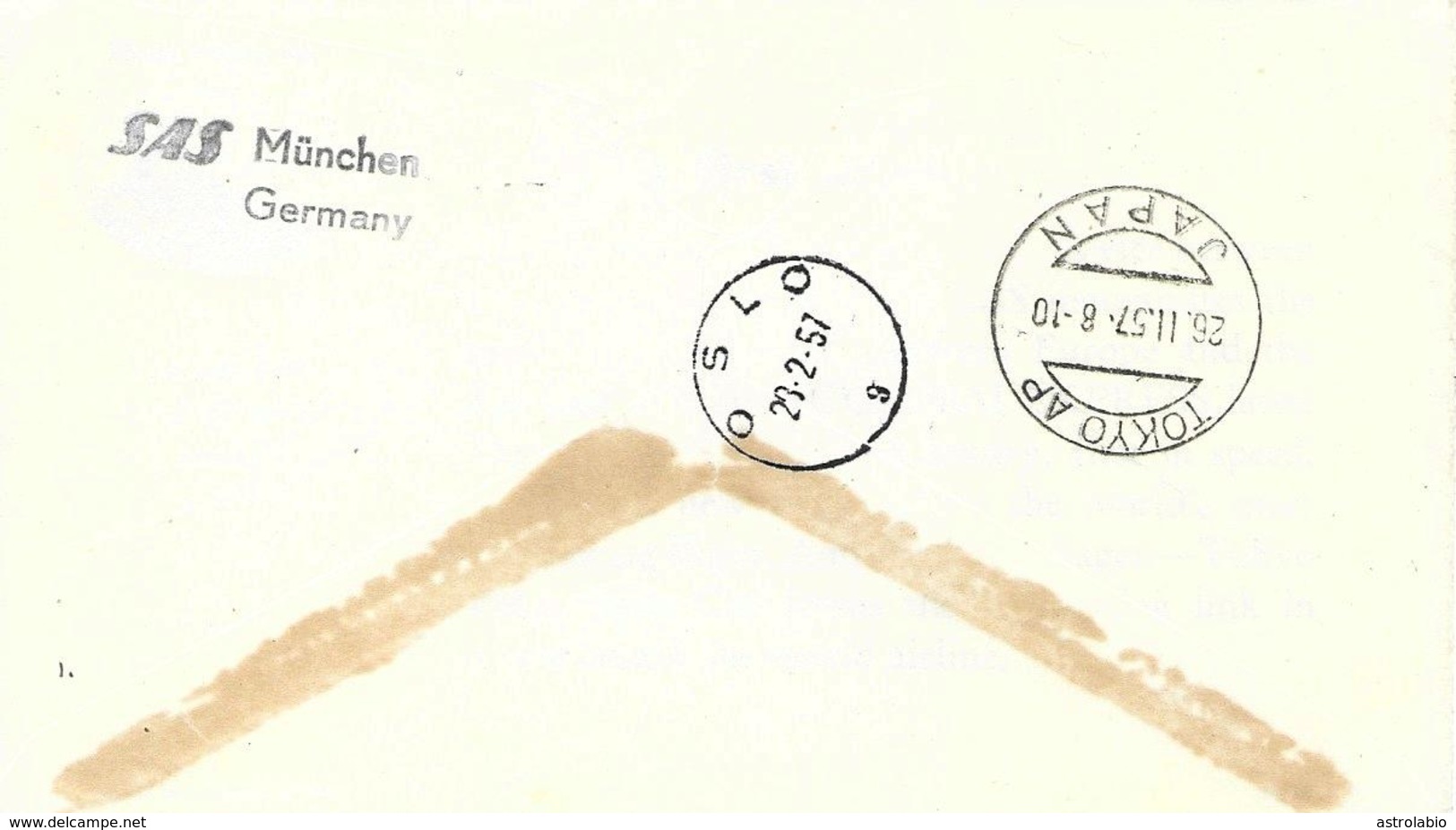 Oslo-Tokio Premier Vol 1957 Sur Lettre, First Flight Cover. Voir 2 Scan - Briefe U. Dokumente