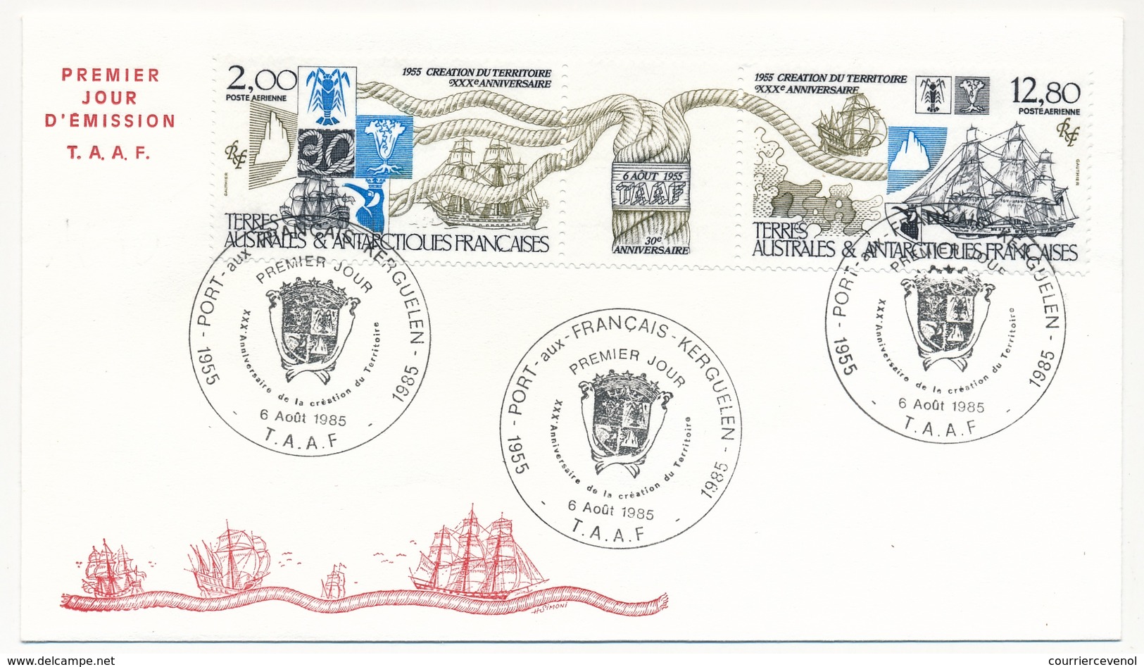 TAAF - Enveloppe FDC - 12,8 Et 2,00 - Création Du Territoire - Port Aux Français Kerguelen - 6 Aout 1985 - FDC