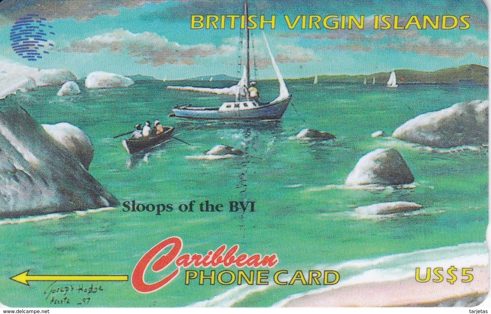 TARJETA DE VIRGIN ISLANDS DE UN VELERO  (SHIP)  218CVVA (LETRAS INGLES) - Vierges (îles)
