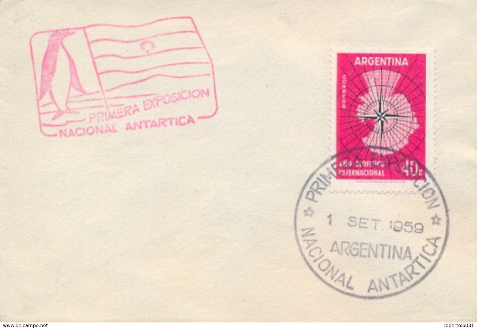 Argentina 1959 Special Cancel On Cover First National Antarctic Exhibition - Événements & Commémorations