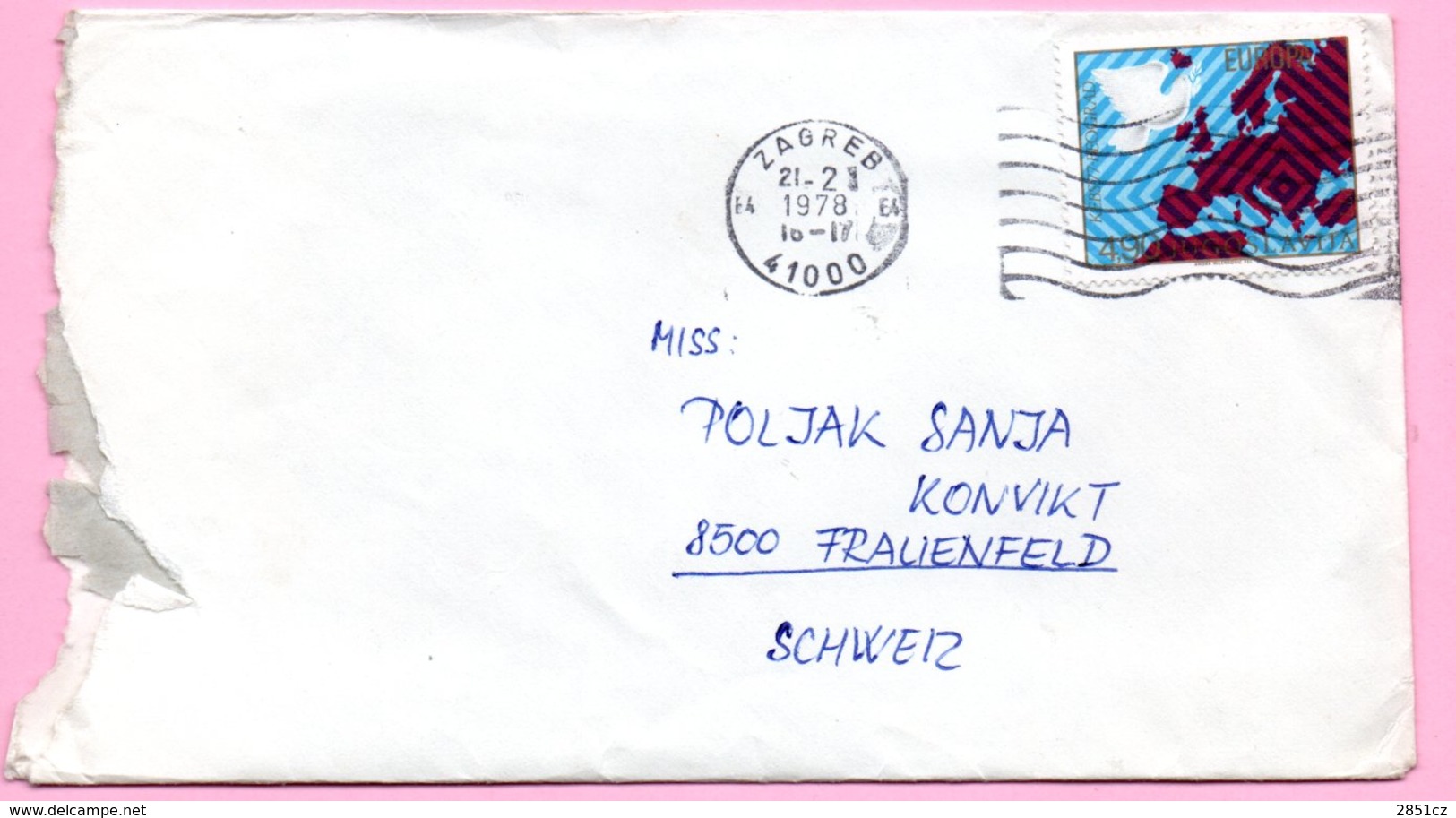 Letter - Stamp Europa / Postmark Zagreb, 21.2.1978., Yugoslavia - Andere & Zonder Classificatie