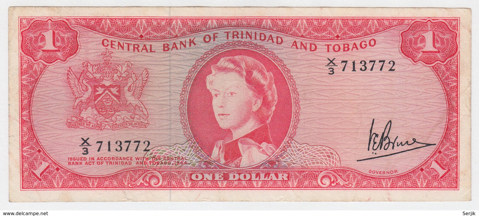 TRINIDAD & TOBAGO 1 DOLLAR 1964 VF+ Pick 26c 26 C - Trinidad & Tobago