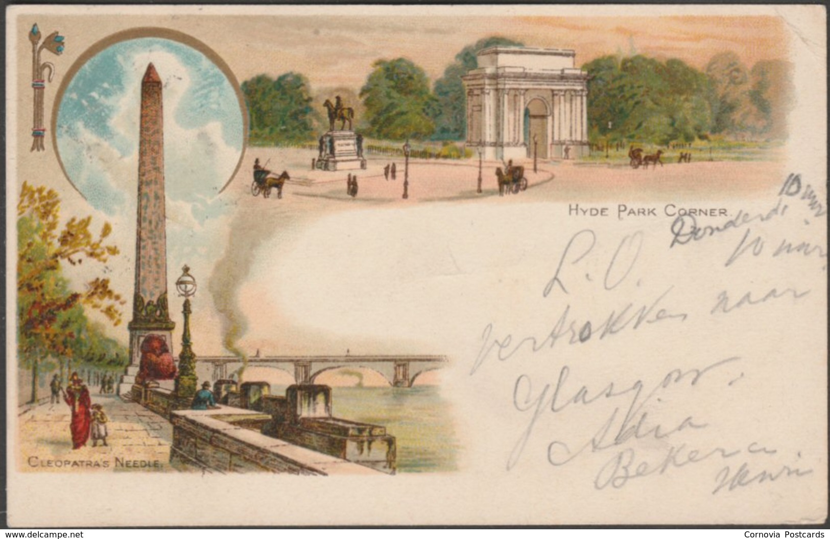 Hyde Park Corner And Cleopatra's Needle, London, C.1900 - Blum & Degen Postcard - Hyde Park