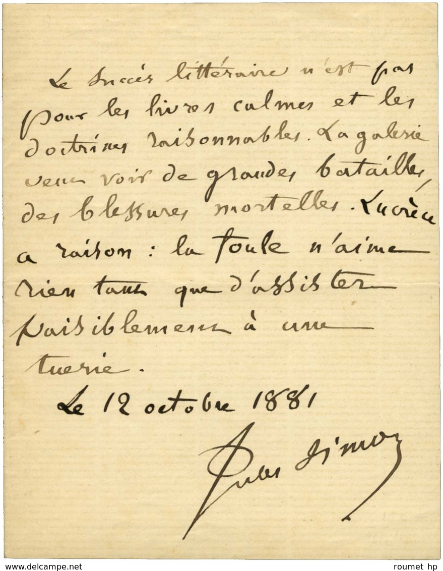 SIMON Jules, Jules François Simon Suisse, Dit (1814-1896), Philosophe Et Homme D'état. - Andere & Zonder Classificatie