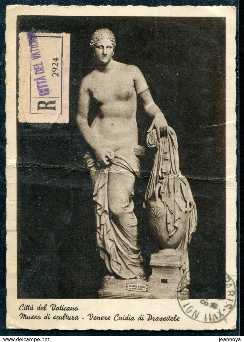 VATICAN - N° 44 A 52 + 54 / CP RECOMMANDÉE DU 18/8/1936 POUR PARIS - PETITS DEFAUTS MAIS B - Covers & Documents