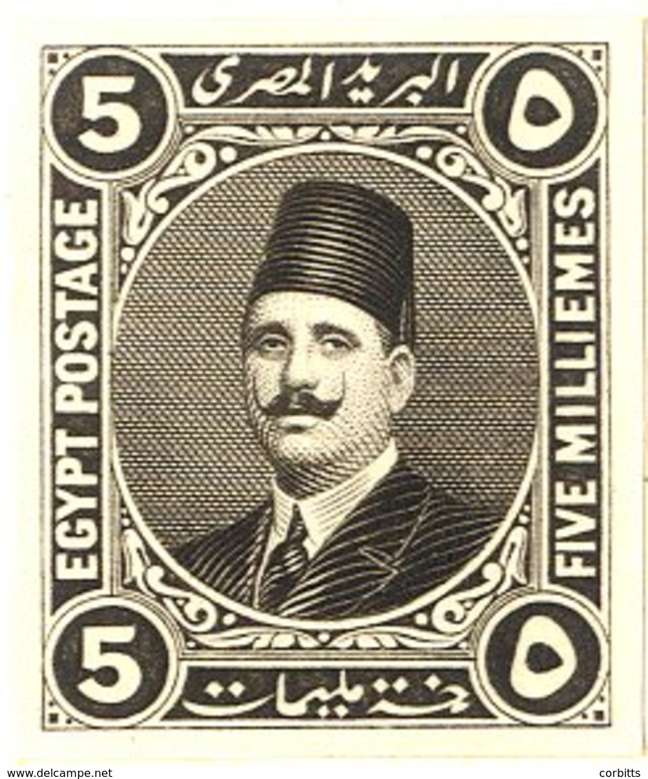 1922 Harrison Essay For King Fuad 5m In The Form Of A Die Proof In Sunken Mount On Thick Card, Design In Black. Zeheri T - Sonstige & Ohne Zuordnung