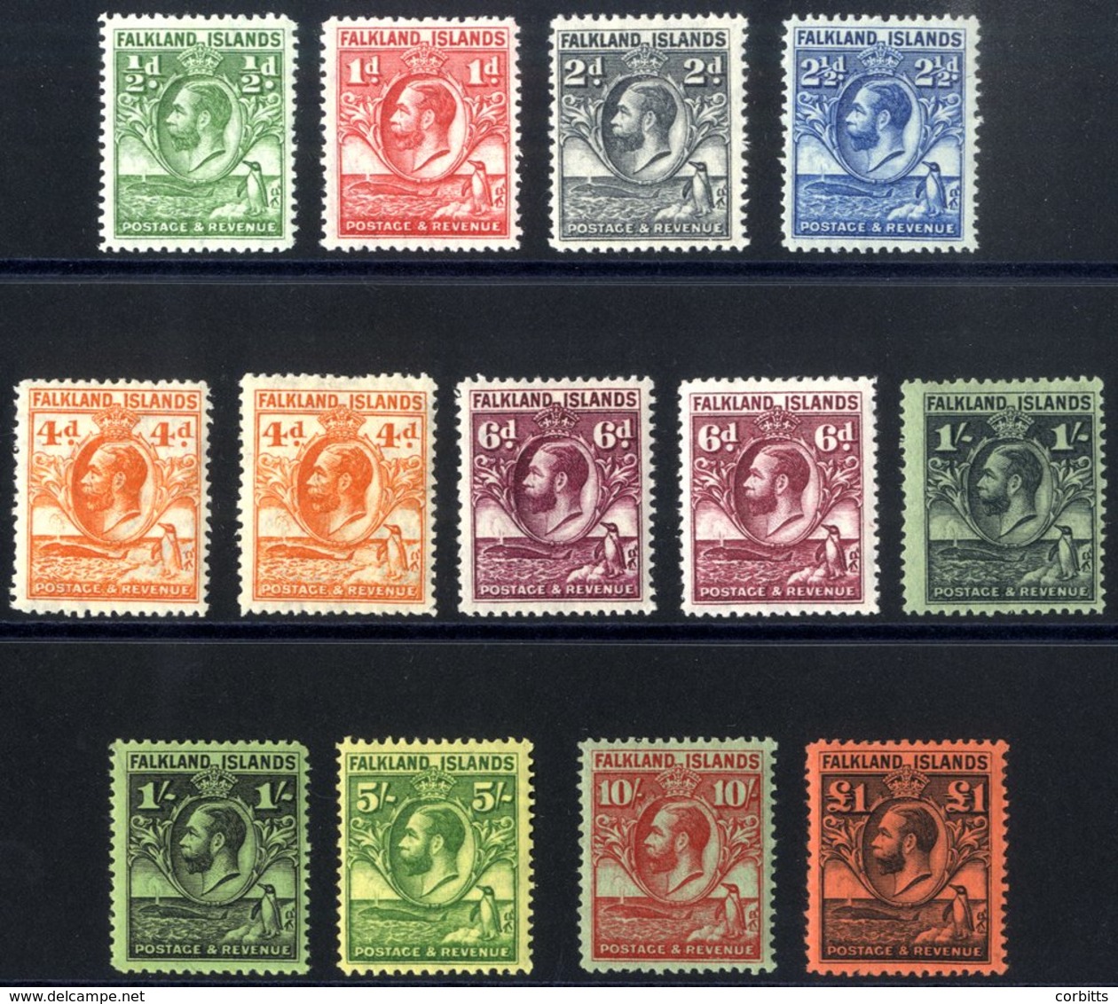 1929 Whale & Penguins Set Excl. 2/6d Value But Includes Both Perfs On The 4d & 6d & 1s Values, From SG.110/126. Cat. £75 - Sonstige & Ohne Zuordnung