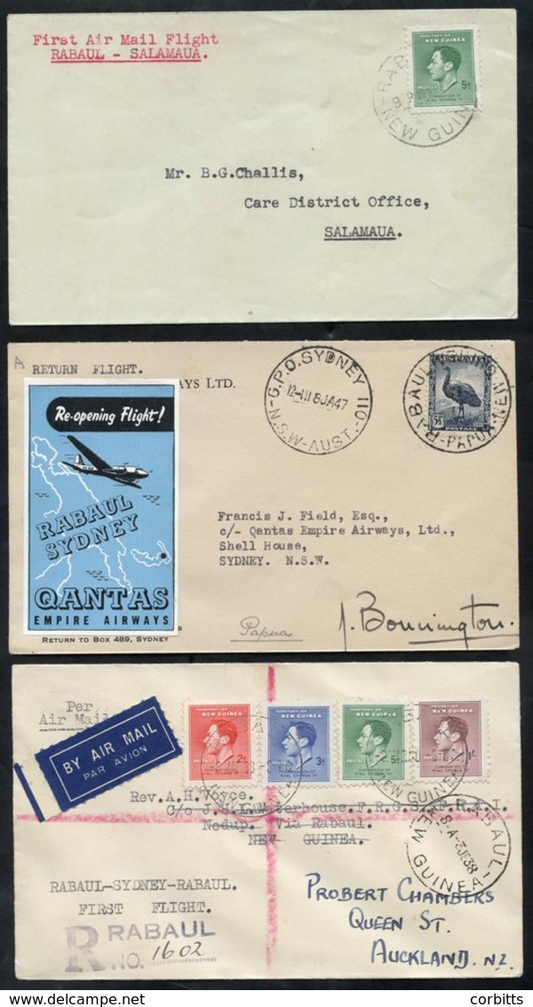 1938-47 First Flight Covers (3) 1938 March 18th Survey Flight Rabaul - Salamaua (50 Flown), 1938 June 3rd Carpenter Airl - Sonstige & Ohne Zuordnung