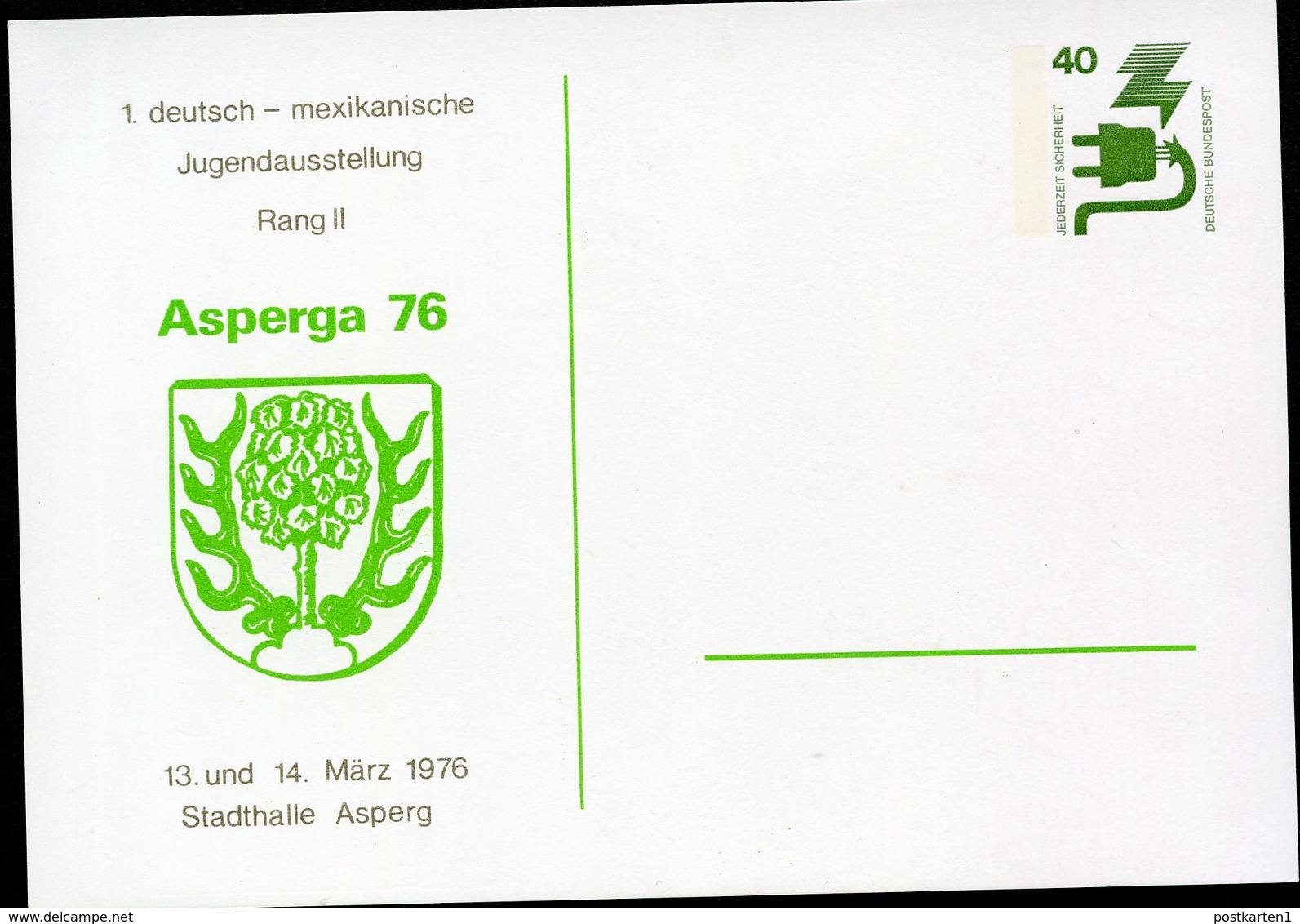 Bund PP69 D2/001 STADTWAPPEN ASPERG 1976  NGK 3,00 € - Cartes Postales Privées - Neuves