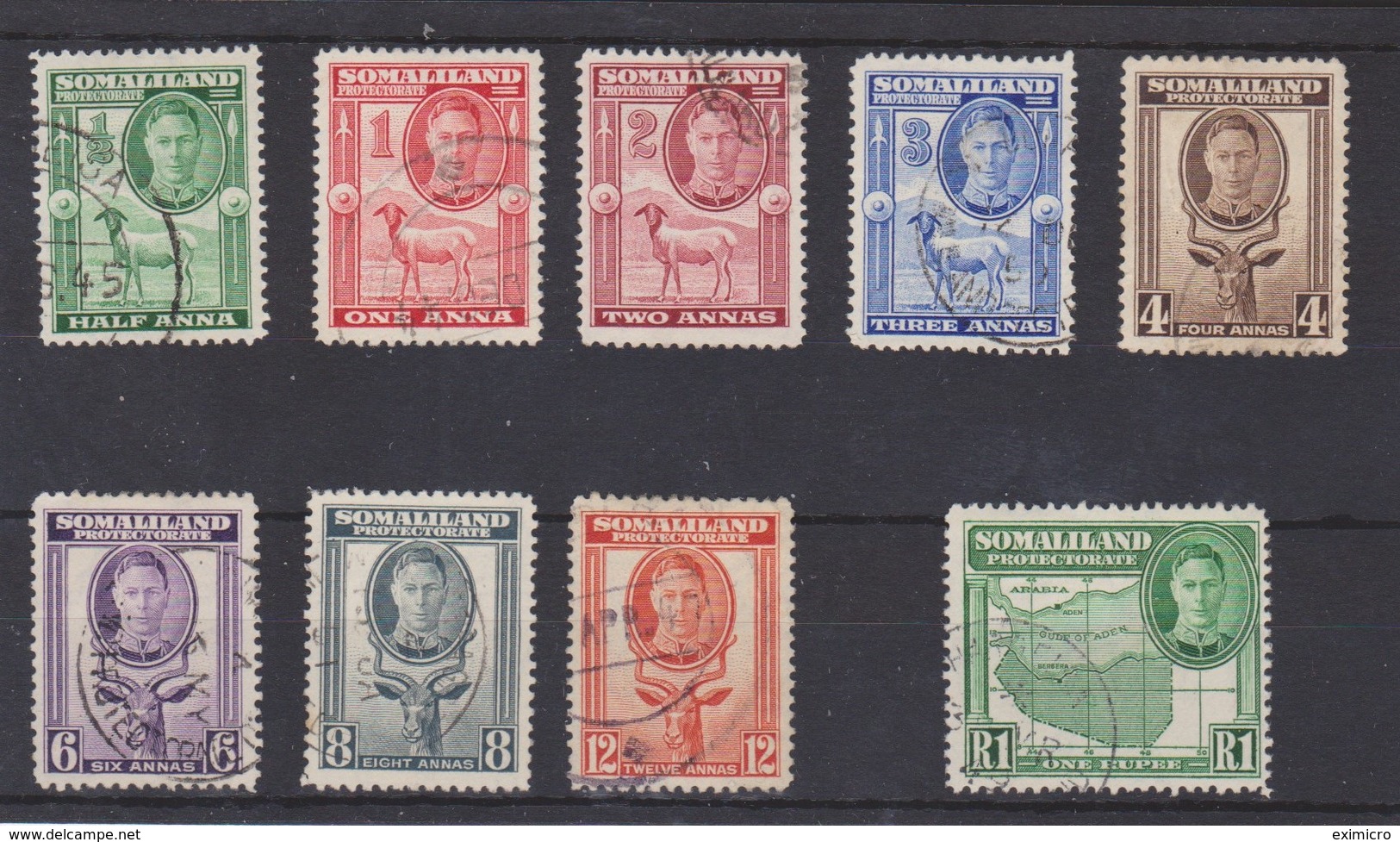 SOMALILAND 1942 SET TO 1R SG 105/113 FINE USED Cat £8.75 - Somaliland (Herrschaft ...-1959)