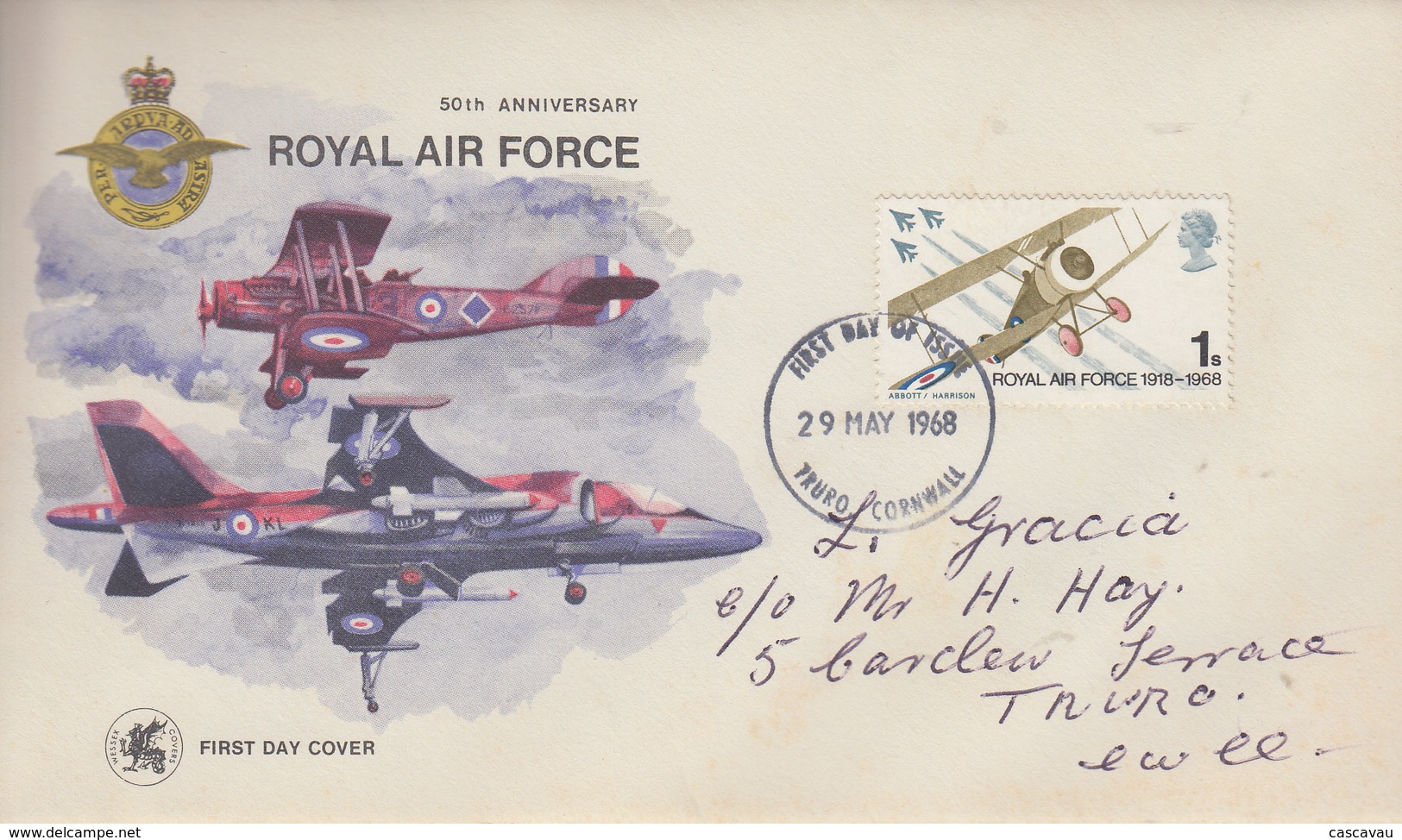 Enveloppe  FDC  1er   Jour   GRANDE  BRETAGNE    ROYAL   AIR   FORCE     1968 - 1952-1971 Dezimalausgaben (Vorläufer)