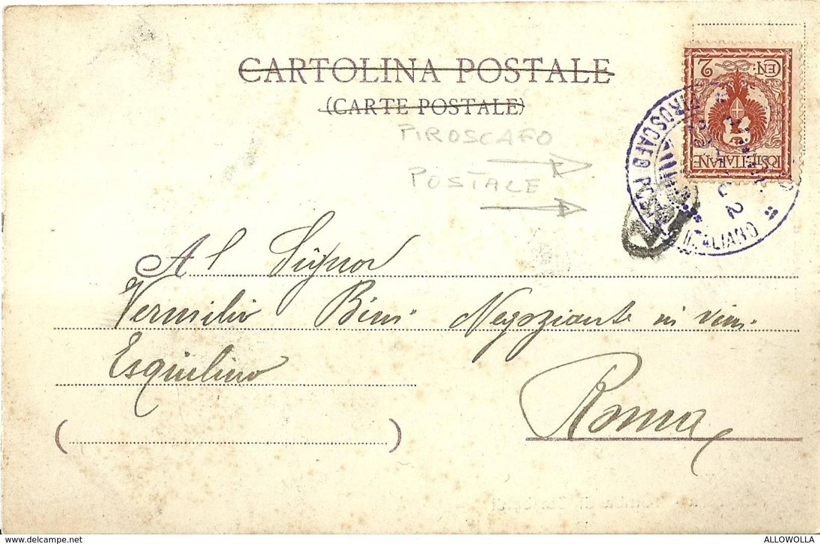 6300 "CAPRERA-TOMBA DI GARIBALDI"TIMBRO PIROSCAFO POSTALE - CART. POST. ORIG. SPEDITA 1902 - Olbia