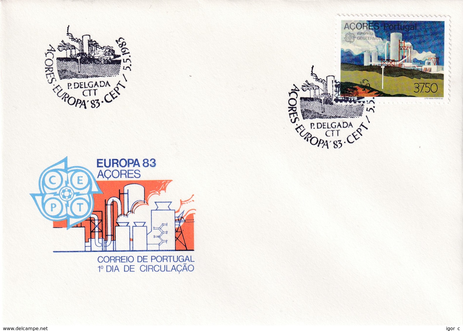 Portugal Azores FDC 1983 Cover: Europa CEPT; Geothermal Energy; Nature Protection; Industry - Portuguese Africa