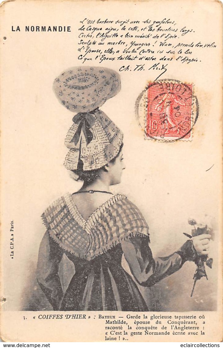 Région Normandie     8   Cartes Costumes Coiffes  et Folklore Normand        ( 1 avec 1 pli voir scan)