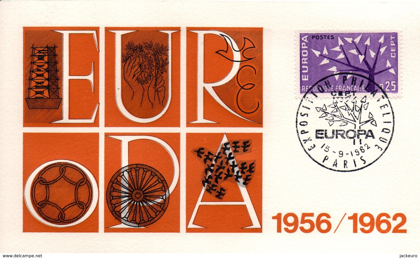 M62  Carte FDC Europa 1962 France Avec Cachet De Paris.   TTB  RR - 1962