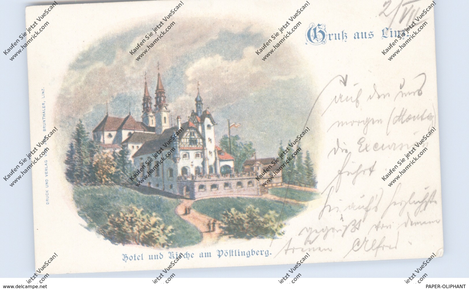 A 4000 LINZ - PÖSTLINGBERG, Lithographie, Hotel Und Kirche Am Pöstlingberg, 1899 - Linz Pöstlingberg