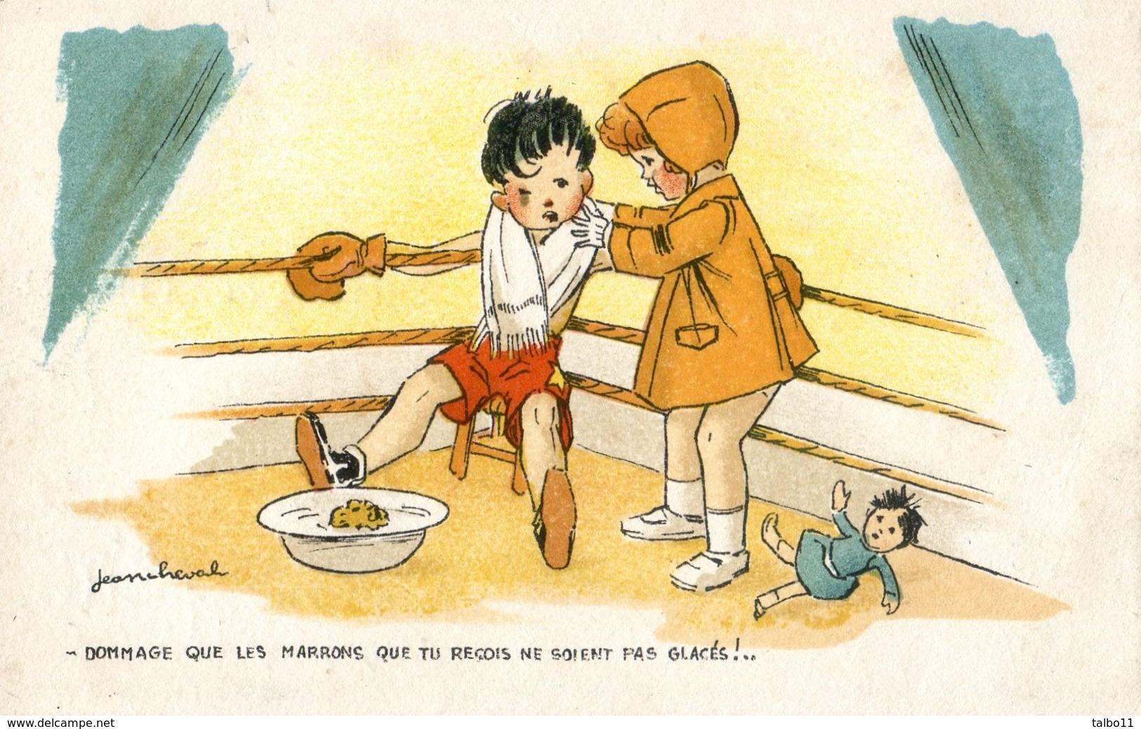 Illustrateur Jean Cheval - Dommage Que Les Marrons Que Tu Recois Ne Soient Pas Glacés - Boxe - Cheval