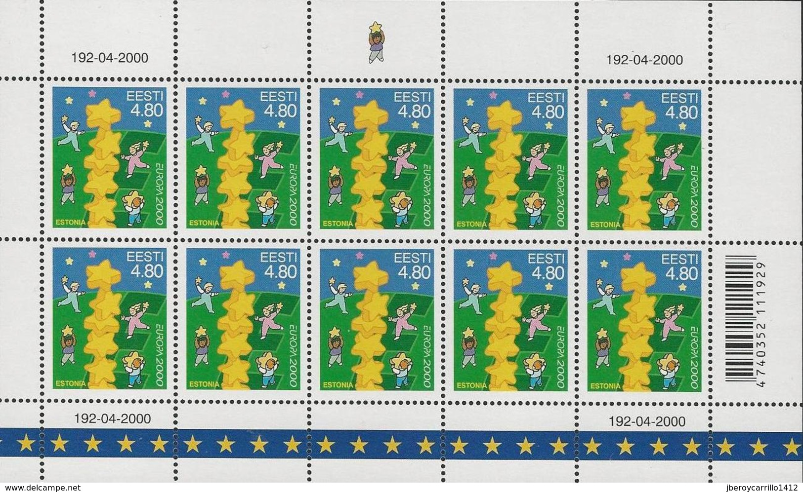 ESTONIA/ ESTLAND/ EESTI/ ESTONIE-EUROPA-CEPT 2000 -TEMA " EUROPA 2000 ".-4 SHEETS Of 10 STAMPS DIFFERENT PRINT - MNH *** - 2000