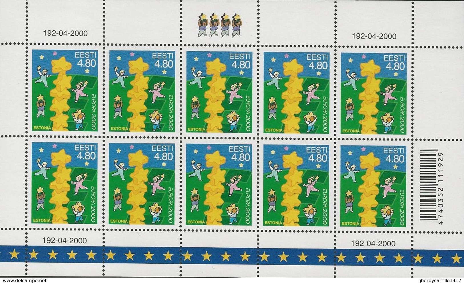 ESTONIA/ ESTLAND/ EESTI/ ESTONIE-EUROPA-CEPT 2000 -TEMA " EUROPA 2000 ".-4 SHEETS Of 10 STAMPS DIFFERENT PRINT - MNH *** - 2000