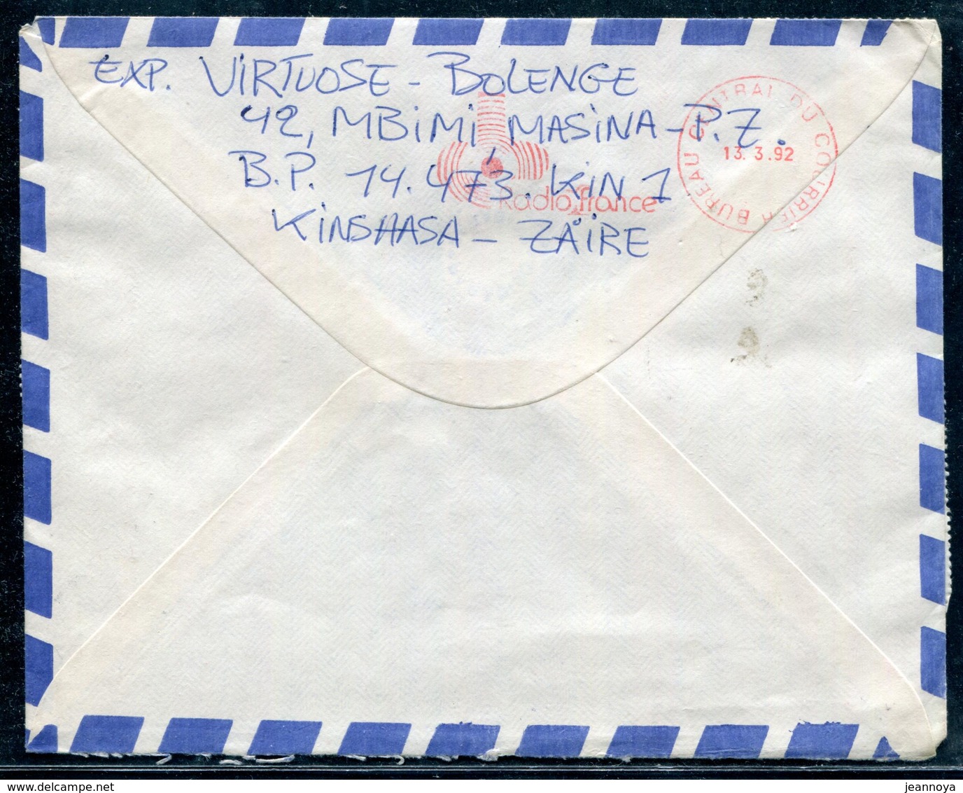 ZAIRE - N° 1349 (9) + 1350 (5) / LETTRE AVION DE KINSHASA LE 9/3/1992 POUR PARIS - TB - Gebruikt