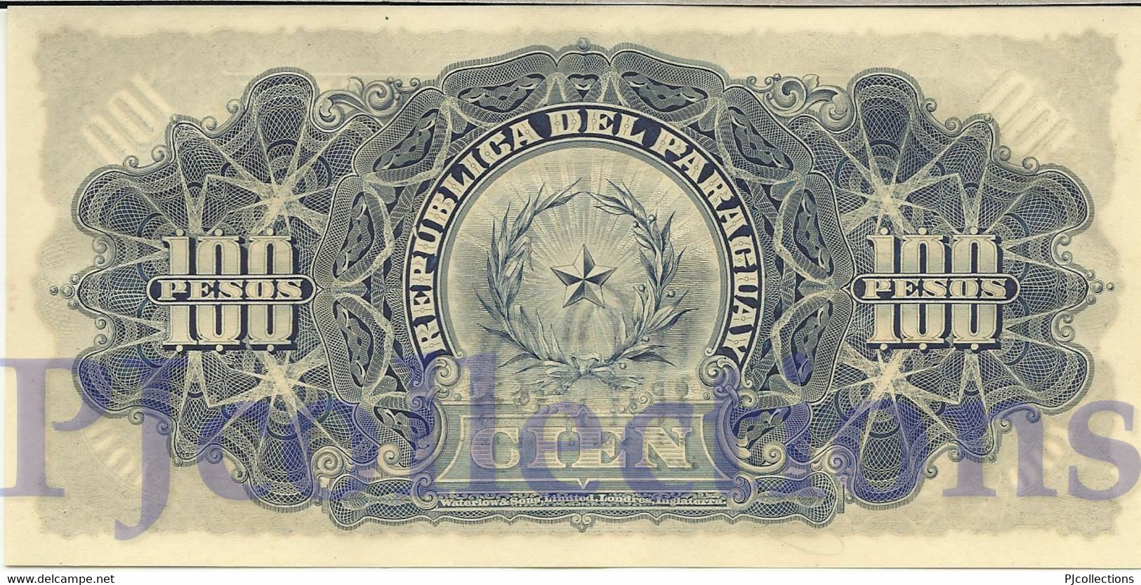 PARAGUAY 100 PESOS ORO 1907 PICK 159 UNC LOW SERIAL 00041** - Paraguay