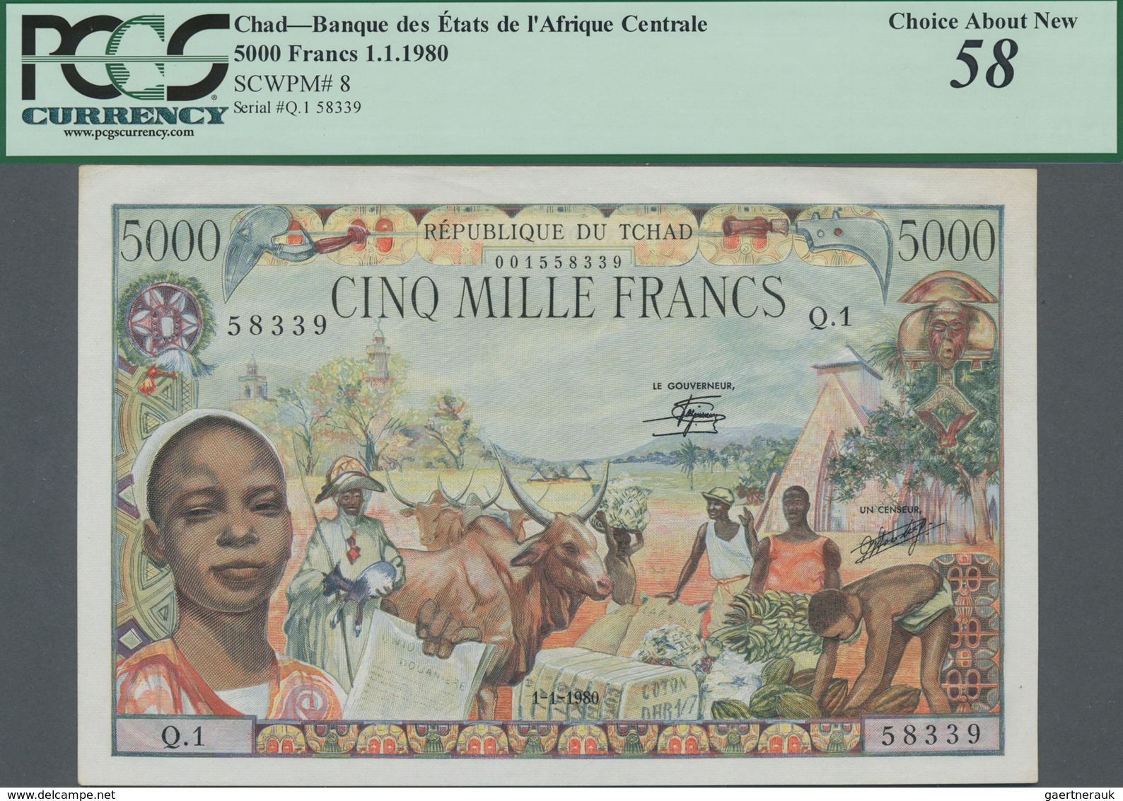 Chad / Tschad: Banque Des États De L'Afrique Centrale - République Du Tchad 5000 Francs 1980, P.8, G - Tschad