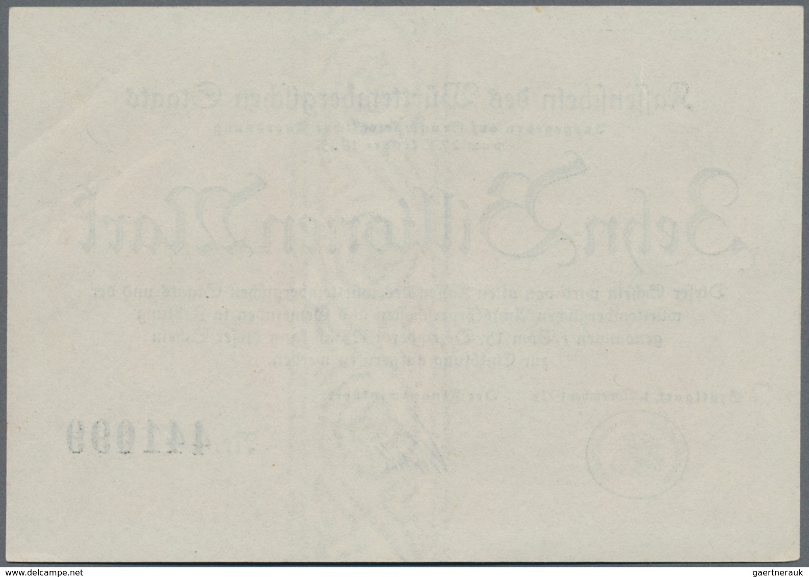 Deutschland - Länderscheine: Württemberg, Finanzminister, 100 Mrd. Mark, 31.10.1923, ohne Serie bzw.