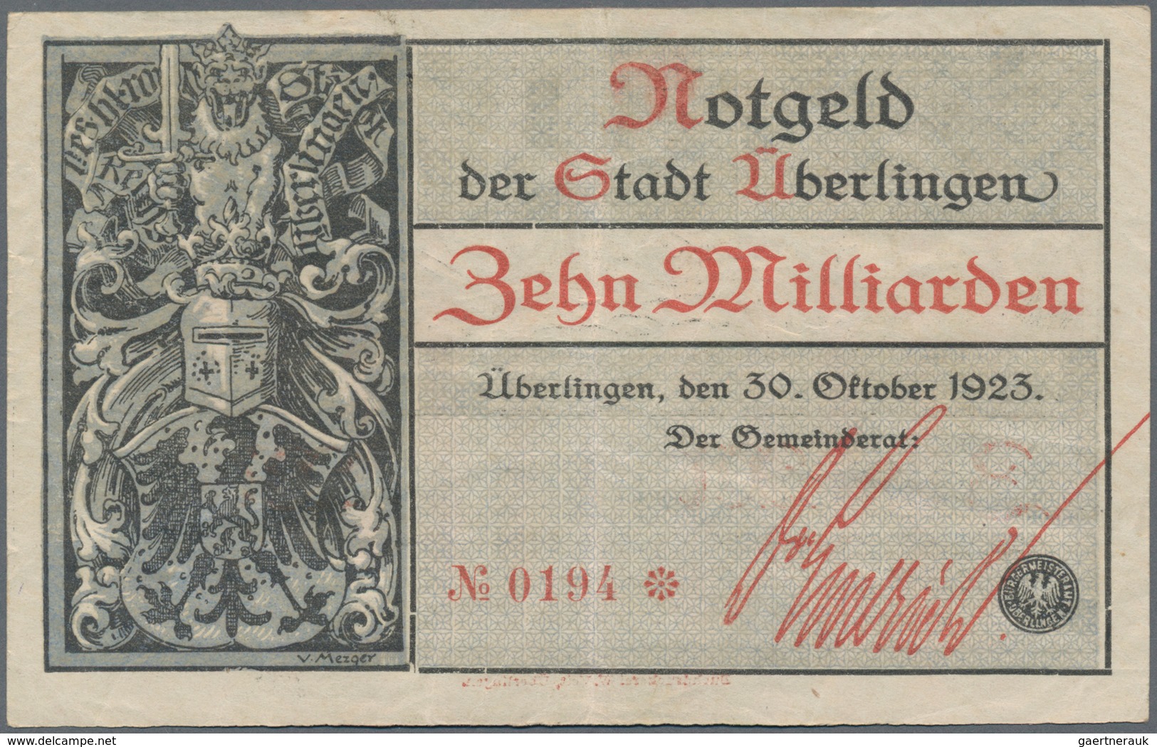 Deutschland - Notgeld - Baden: Überlingen, Stadt, 5 Tsd., 20 Tsd. Mark, 16.2.1923, Mit Druckfirma Un - Lokale Ausgaben