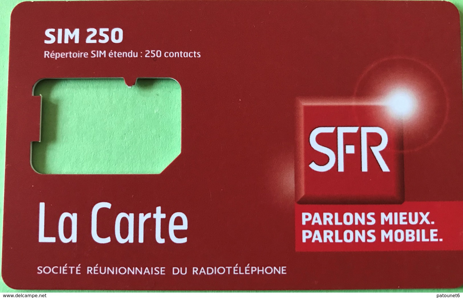 REUNION  -  Carte SIM 250 - La Carte  -  Coque Sans Puce - Riunione