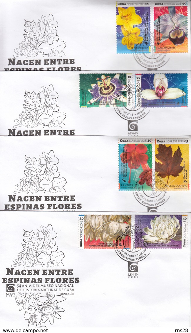 CUBA   Sc 6064-71    Flowers   FDC - Lettres & Documents