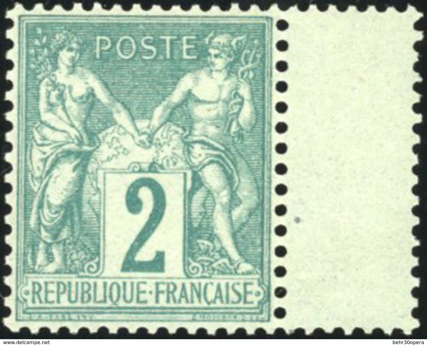 * N°62 - 2c. Vert. Type I. Centrage Parfait. BdeF. Pièce De Rêve. SUP. - 1876-1878 Sage (Type I)