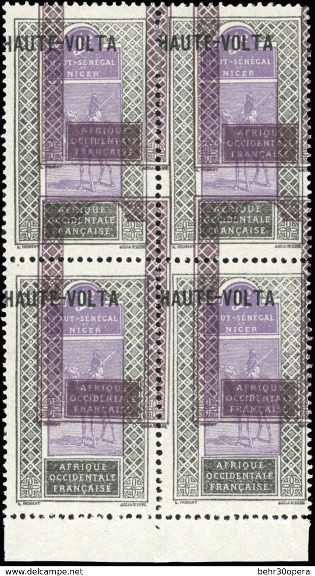 * N°1a - 1c. Violet-brun Et Violet. Double Impression Du Cadre. Bloc De 4. BdeF. 2 Timbres *. SUP. - Autres & Non Classés